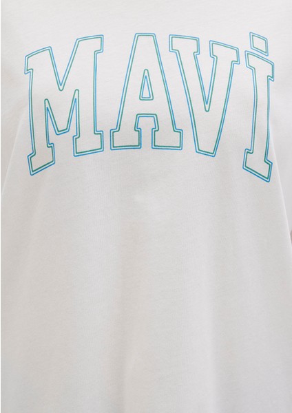 Mavi Logo Baskılı Beyaz Tişört 1611193-81964