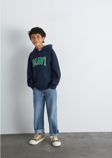 Mavi Logo Baskılı Lacivert Kapüşonlu Sweatshirt 6610110-70490 indirimleri