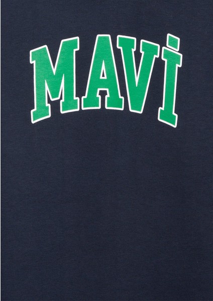 Mavi Logo Baskılı Lacivert Kapüşonlu Sweatshirt 6610110-70490