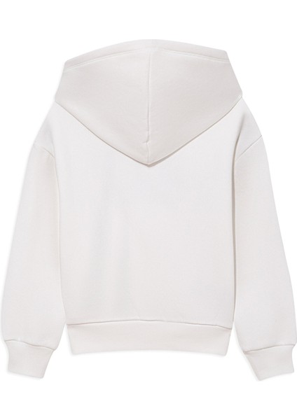 Mavi Logo Baskılı Beyaz Kapüşonlu Sweatshirt 6610110-70057