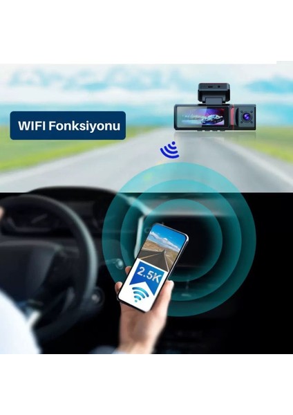 4K Ultra Hd 3 Kameralı Ön, Iç ve Arka Wifi Gps G-Sensör Park Modu Dashcam Kamera modelleri