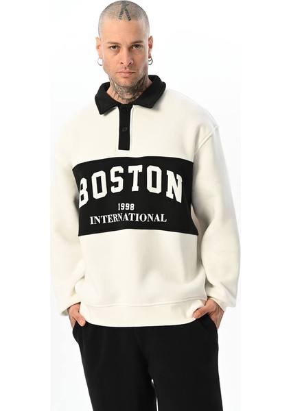 Boston Yakalı Sweatshirt
