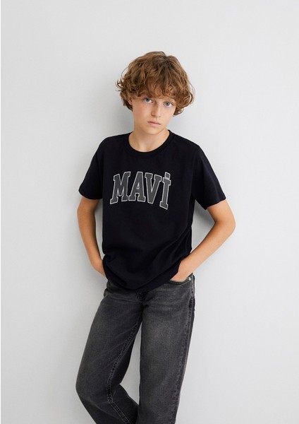 Mavi Logo Baskılı Siyah Tişört 6610030-900