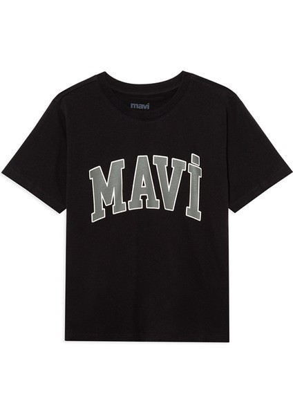 Mavi Logo Baskılı Siyah Tişört 6610030-900