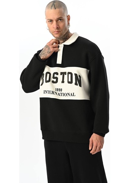 Boston Yakalı Sweatshirt