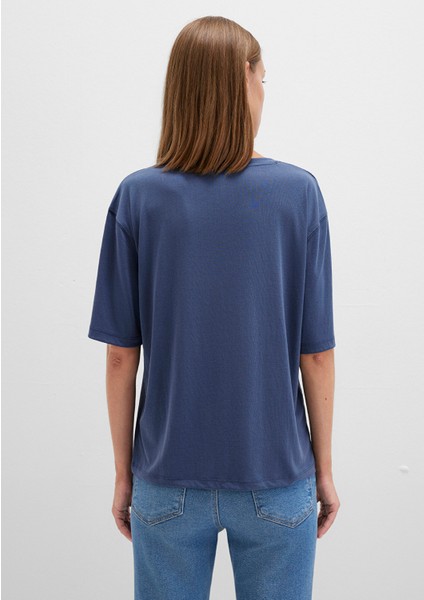 Lacivert TENCEL TM Modal Basic Tişört 1611897-70487