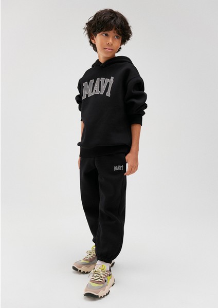 Mavi Logo Baskılı Siyah Eşofman Altı 6010000-900