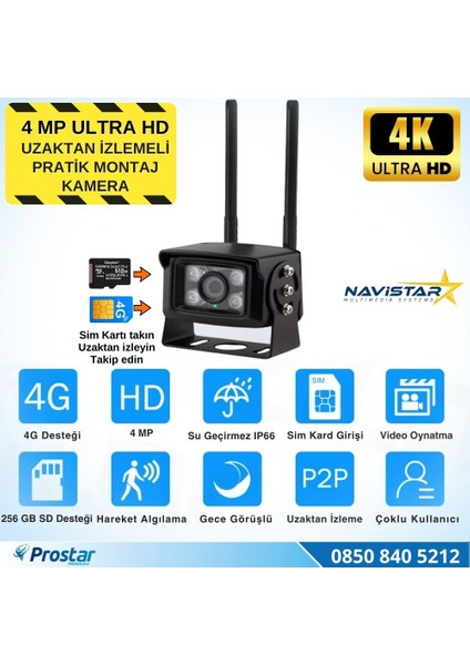 Uzaktan Izlemeli 4 Mp Ultra Hd 4g Sim Kart Girişli Tak Kullan Profesyonel Kamera