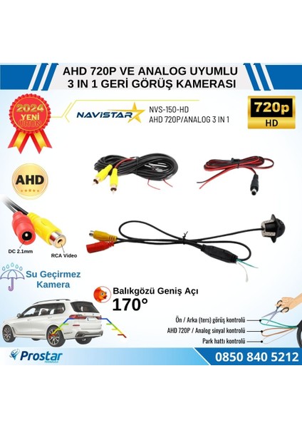 Ahd 720P ve Analog Pal Çevrilebilir 170 Derece Balıkgözü Geniş Açılı Geri Görüş Kamerası fırsatları