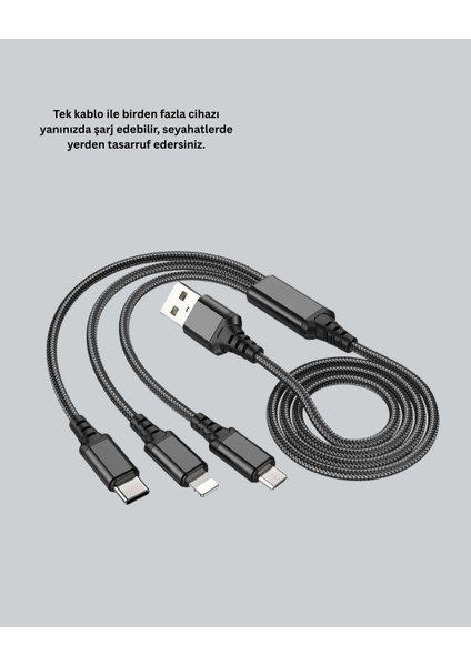 Evrensel 3 Başlıklı Şarj Kablosu – iPhone Huawei Samsung Için indirimleri