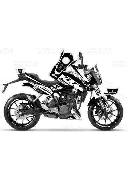 Ktm Duke 200 Petronas Desing Sticker Set Siyah-Beyaz (2011-16)