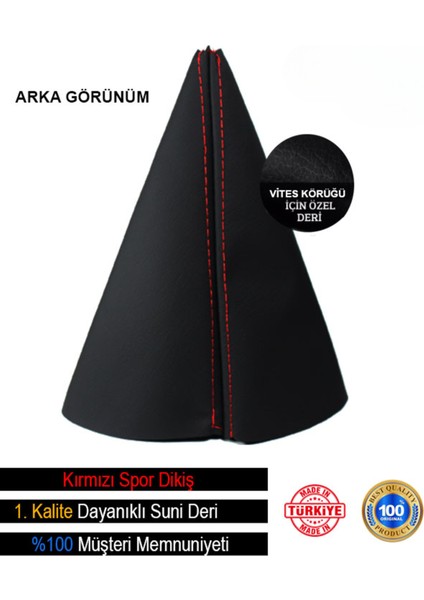 Renault Kangoo Siyah Deri Özel Yeni Tasarım Kırmızı Spor Dikiş Vites Körüğü modelleri