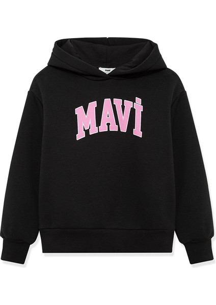 Mavi Logo Baskılı Kapüşonlu Antrasit Sweatshirt 7610035-70087
