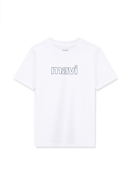 Mavi Logo Baskılı Beyaz Tişört 66323620