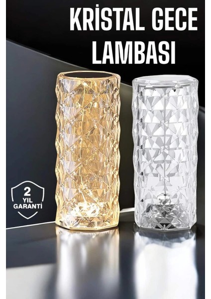 Gece Lambası Kristal Lamba Dokunmatik Şarjlı Hediyelik