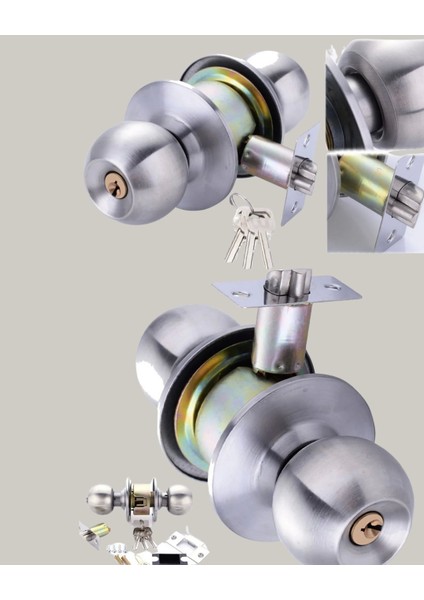 Paslanmaz Çelik Dayanıklı Topuzlu Kapı Kilidi modelleri