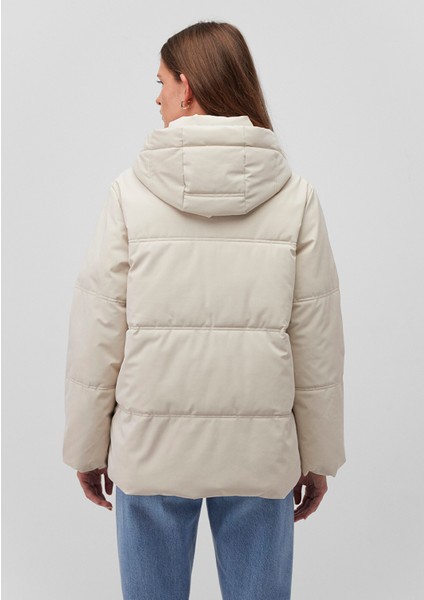 Kapüşonlu Bej Şişme Mont 1110445-70143