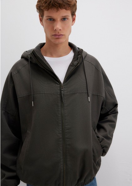 Kapüşonlu Haki Ceket 0110398-86764