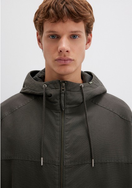 Kapüşonlu Haki Ceket 0110398-86764