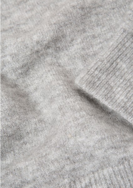 Yün Karışımlı Bisiklet Yaka Crop Gri Kazak 1710496-83096