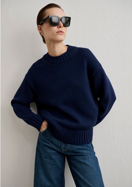 Bisiklet Yaka Lacivert Kazak 1710516-84371