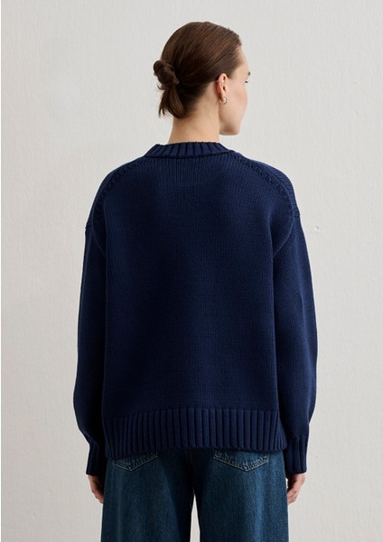 Bisiklet Yaka Lacivert Kazak 1710516-84371