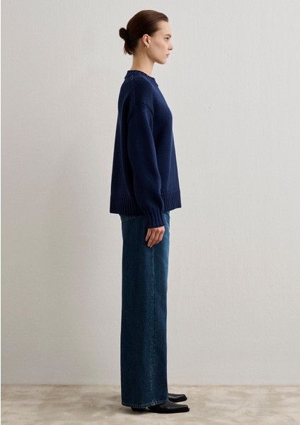 Bisiklet Yaka Lacivert Kazak 1710516-84371