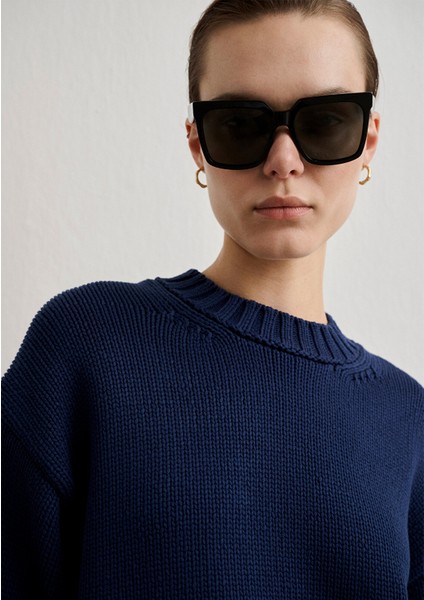 Bisiklet Yaka Lacivert Kazak 1710516-84371