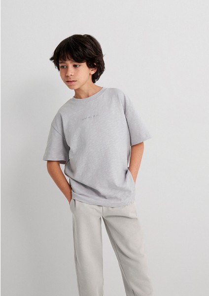 Organik Pamuklu Gri Basic Tişört 6610203-70075