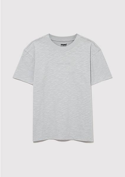 Organik Pamuklu Gri Basic Tişört 6610203-70075