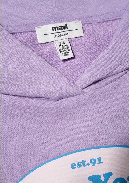 New York Baskılı Mor Sweatshirt 7S10063-70519