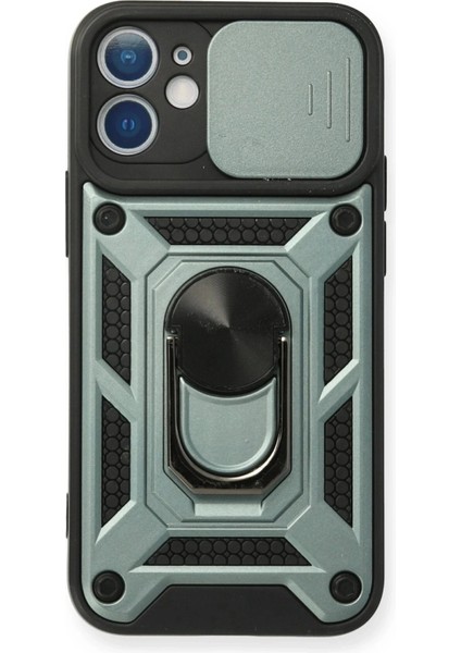 iPhone 11 Kılıf Pars Lens Yüzüklü Silikon - YEŞIL-(5796)