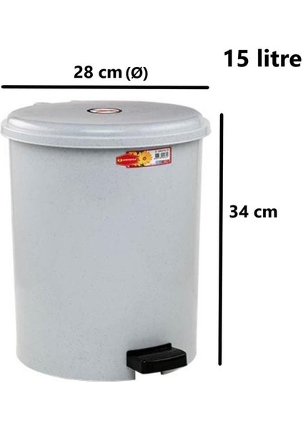 SY-4231 Gri Pedallı Yuvarlak Çöp Kovası Iç Kovalı 15 Litre fiyatları