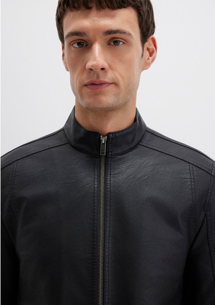 Siyah Suni Deri Ceket 0110548-71379