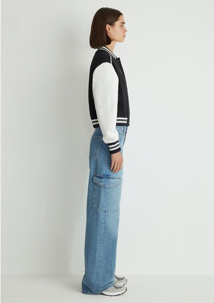 M Logo Patchli Siyah Bomber Ceket 1110636-900