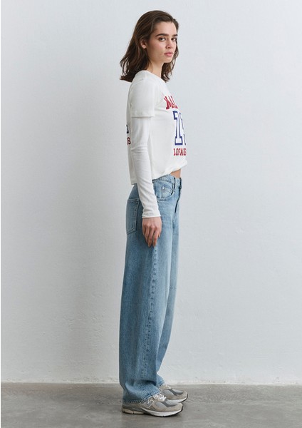 Lisa 90lar Tokalı İndigo Mavisi Jean Pantolon 1010938-89253