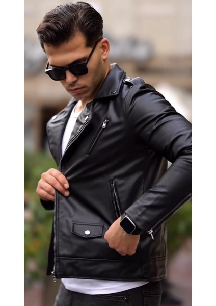 Yeni Sezon Kuzey Model Premium Erkek Deri Ceket Siyah