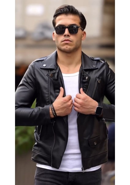Yeni Sezon Kuzey Model Premium Erkek Deri Ceket Siyah fiyatları
