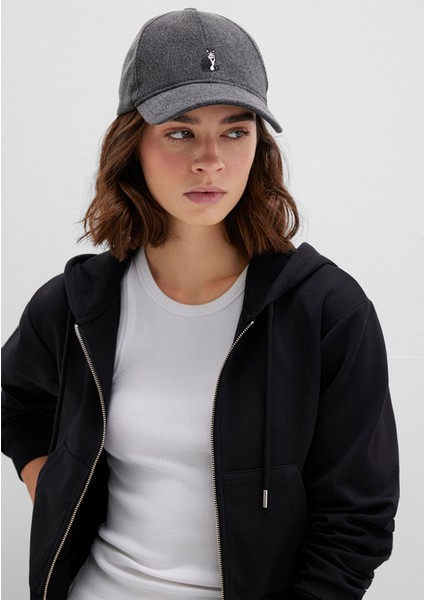 Kedi Işlemeli Antrasit Şapka 1913287-22864