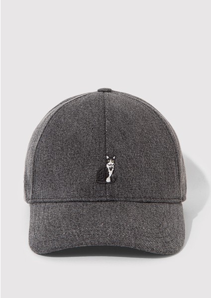 Kedi Işlemeli Antrasit Şapka 1913287-22864