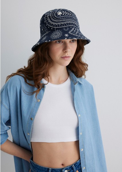 Baskılı Lacivert Bucket Şapka 1912974-70491