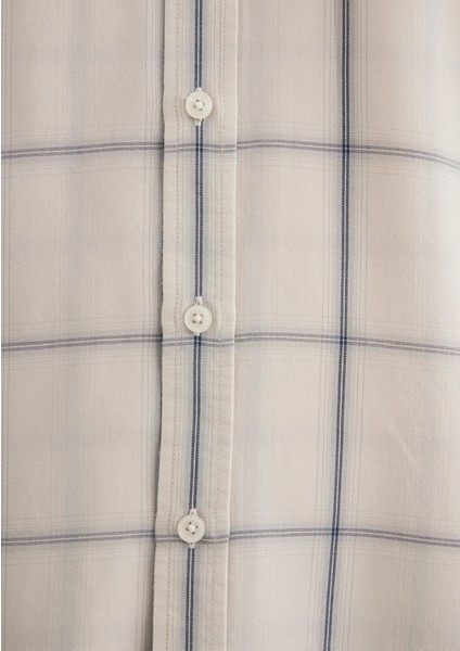 Kareli Ekru Tencel TM Liyosel Gömlek 0211447-89583