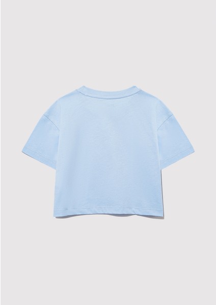 M Logo Baskılı Mavi Tişört 7610276-80213