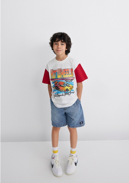 Hot Wheels Baskılı Ekru Tişört 6610304-70057