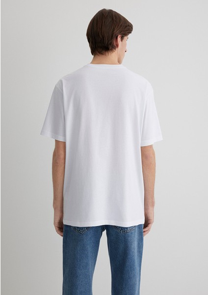 1991 Baskılı Beyaz Tişört 0612573-620