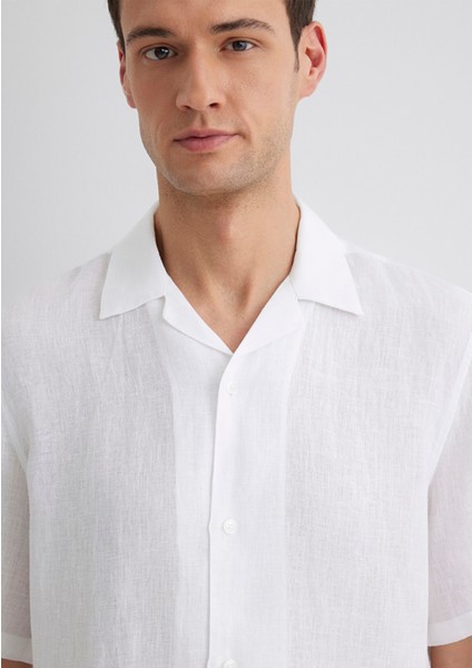 Beyaz Keten Gömlek 0211474-620