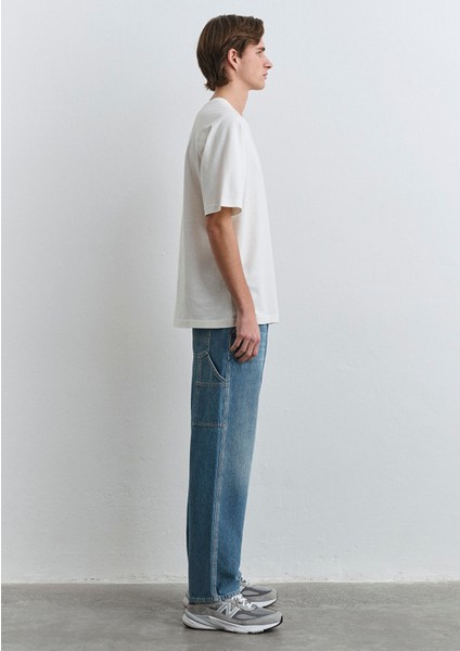 Mavi Logo Baskılı Ekru Tişört 0612550-70057