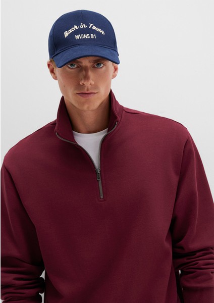 Back In Town Nakışlı Lacivert Şapka 0911883-30717