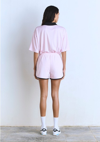 M Baskılı Biye Detaylı Pembe Şort 1410187-87110