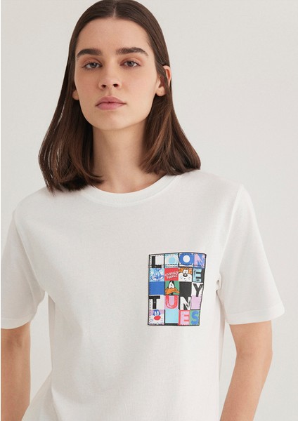 Looney Tunes Baskılı Beyaz Tişört 1613267-70057
